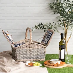 2 Person Flip Top Picnic Basket Brown (38x26x18cmH)