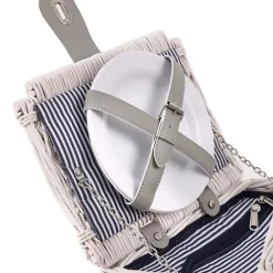 2 Person Flip Top Picnic Basket Satin White (38x26x18cmH)