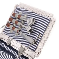 2 Person Flip Top Picnic Basket Satin White (38x26x18cmH)