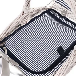 2 Person Flip Top Picnic Basket Satin White (38x26x18cmH)