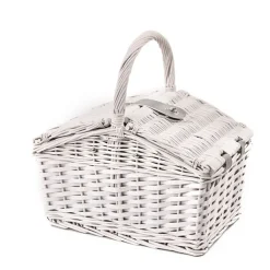 2 Person Flip Top Picnic Basket Satin White (38x26x18cmH)