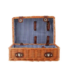 2 Person Picnic Basket for 2 Wine Honey Brown (40x28x20cmH)