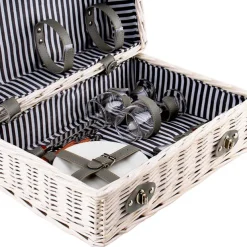 2 Person Picnic Basket for 2 Wine White (40x28x20cmH)
