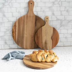 Acacia Round Paddle Serving Boards Set 3 Brown (53x38x5cm)