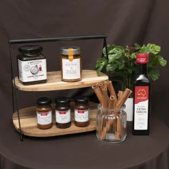 Acacia Wood 2 Tier Display Stand Brown (28x24.5x25.5cmH)