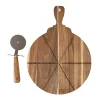 Acacia Wood Pizza Board w Cutter Brown (46x33x3.5cmH)
