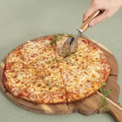 Acacia Wood Pizza Board w Cutter Brown (46x33x3.5cmH)