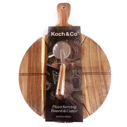Acacia Wood Pizza Board w Cutter Brown (46x33x3.5cmH)