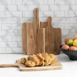 Acacia Wood Serving & Cutting Board Set 3 Brown (45x28x5cm)