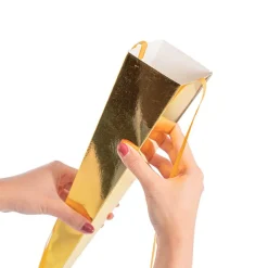 Acetate Premium Flat Rose Cone Chrome Gold (7x65cmH) Pack 6