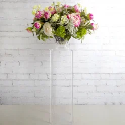 Acrylic Centrepiece Square Flower Stand Clear (25x25x70cmH)