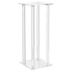 Acrylic Centrepiece Square Flower Stand Clear (30x30x90cmH)