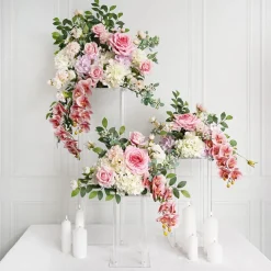 Acrylic Centrepiece Square Flower Stand Clear (30x30x90cmH)