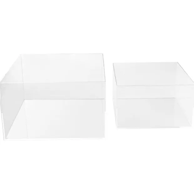 Acrylic Hamper and Gift Box Square Clear Set 2 (25x15Hcm)