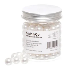 Acrylic Pearl Beads Ball White 14mm (100pc Jar)