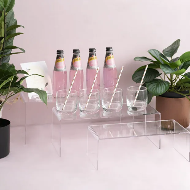 Acrylic Riser Rectangle Set 3 5mm Clear (20cmWx45cmLx18cmH)
