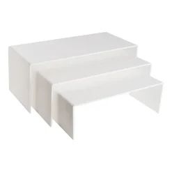 Acrylic Riser Rectangle Set 3 5mm White (20cmWx45cmLx18cmH)