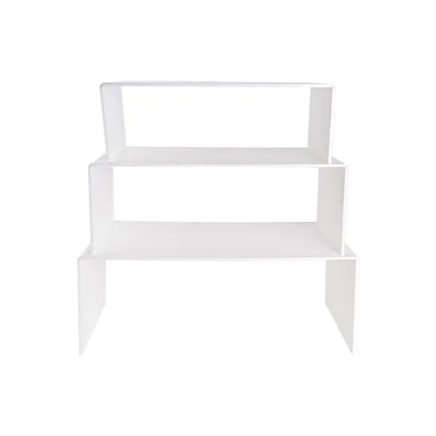 Acrylic Riser Rectangle Set 3 5mm White (20cmWx45cmLx18cmH)
