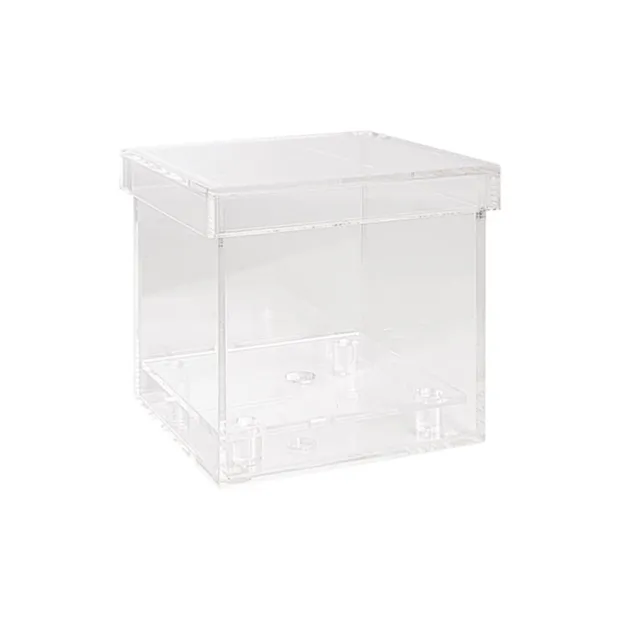 Acrylic Single Rose Display Bomboniere Box (9x9x9Hcm)