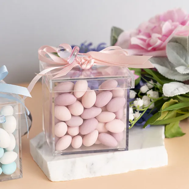 Acrylic Single Rose Display Bomboniere Box (9x9x9Hcm)