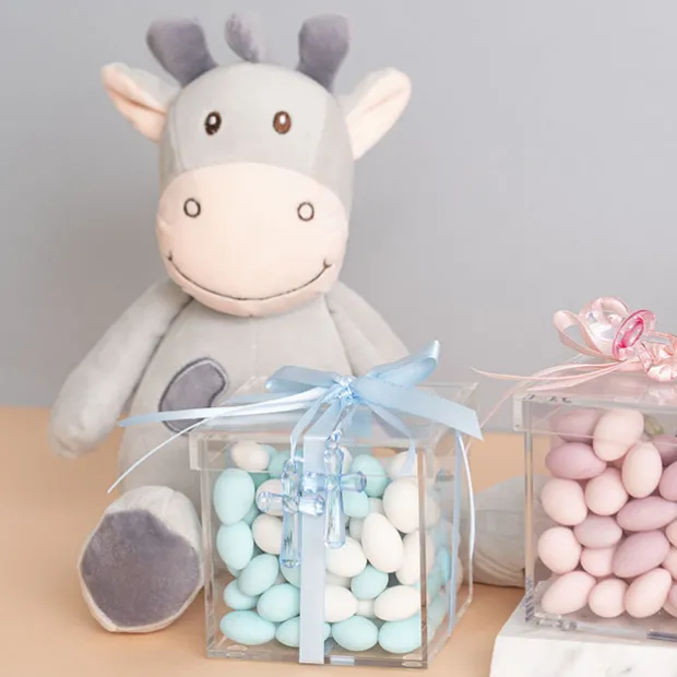 Acrylic Single Rose Display Bomboniere Box (9x9x9Hcm)