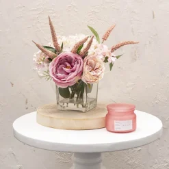 Alice Flower Arrangement w Resin Water Soft Pink (23x33cmH)