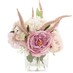 Alice Flower Arrangement w Resin Water Soft Pink (23x33cmH)