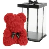 Amore Rose Bear Large w Black Bow Red (35cmH)
