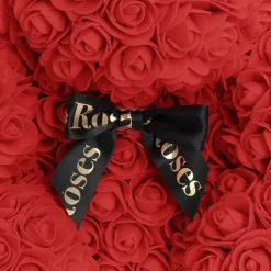 Amore Rose Bear Large w Black Bow Red (35cmH)