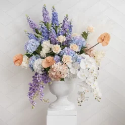 Annabelle Hydrangea Stem Soft Blue Purple (19cmDx55cmH)