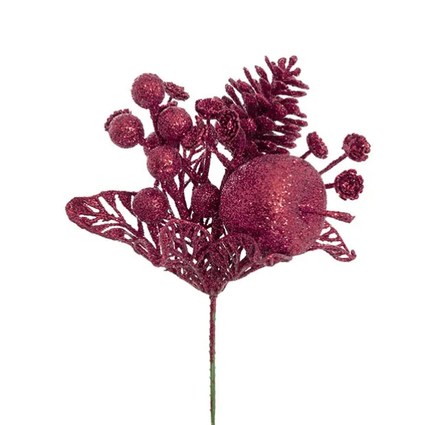 Apple Berries & Pinecone Christmas Pick Wine (26cmH)