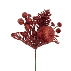 Apple Berries & Pinecone Christmas Pick Red (26cmH)