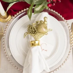 Apple Berries & Pinecone Christmas Pick Gold (26cmH)