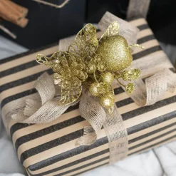 Apple Berries & Pinecone Christmas Pick Gold (26cmH)