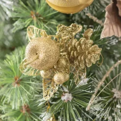 Apple Berries & Pinecone Christmas Pick Gold (26cmH)