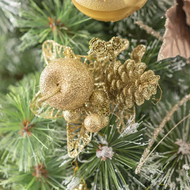 Apple Berries & Pinecone Christmas Pick Gold (26cmH)