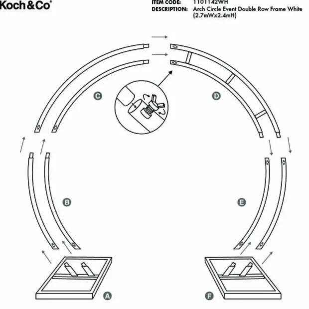 Arch Circle Event Double Row Frame White (2.7mWx2.4mH)