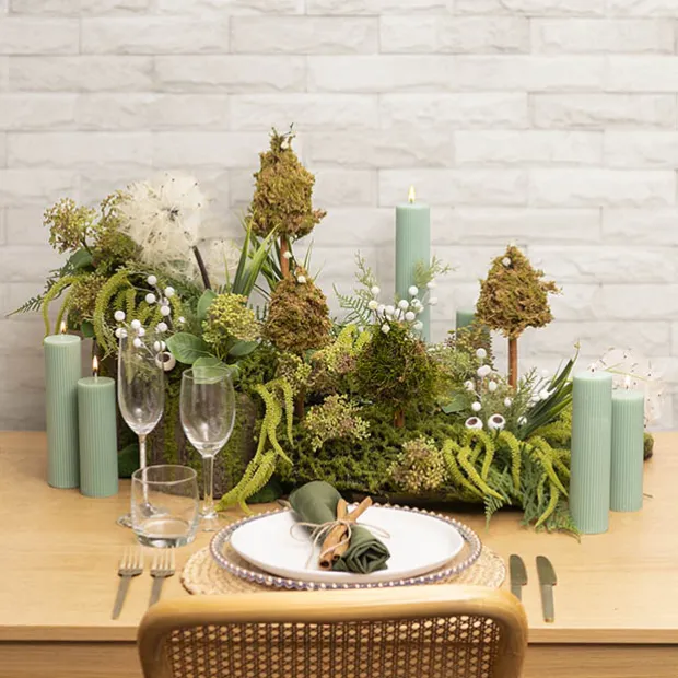 Artificial Moss Arrangement Display Piece Green (18cmx49cmL)