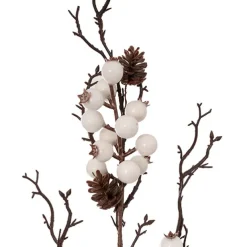 Artificial Pinecone Berry Twig Spray White (73cmH)