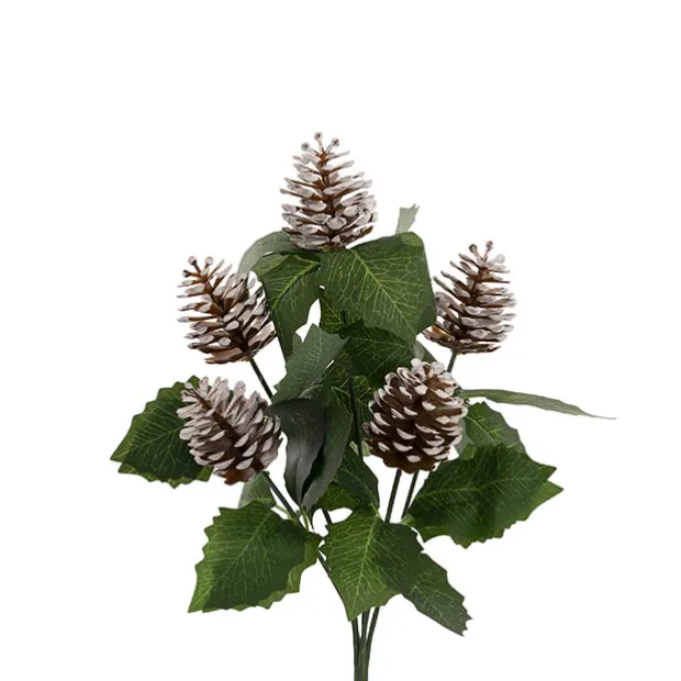 Artificial Pinecone Holly Leaf Spray Green (31cmH)