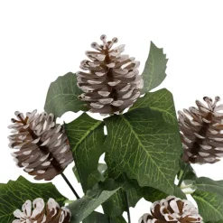 Artificial Pinecone Holly Leaf Spray Green (31cmH)