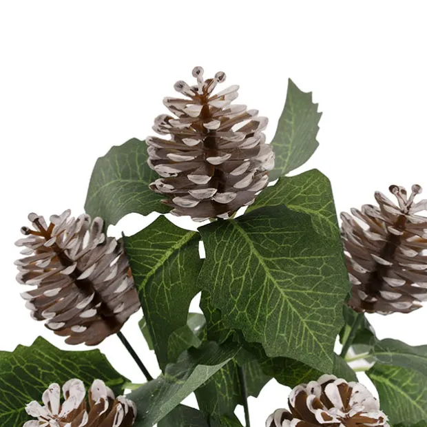 Artificial Pinecone Holly Leaf Spray Green (31cmH)