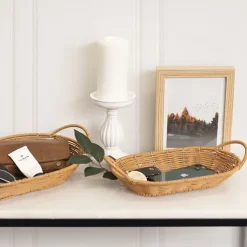 Artificial Rattan Tray Oval Natural (29.5X18.5X6cm)