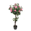 Artificial Rose Topiary Tree Potted Soft Pink (130cmH)