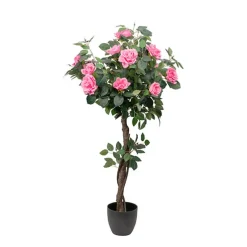 Artificial Rose Topiary Tree Potted Soft Pink (130cmH)