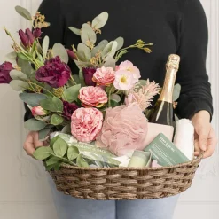 Artificial Wicker Basket Hamper Oval Dark Brown(42x31x10cmH)