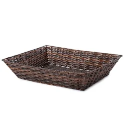 Artificial Wicker Tray Rectangle L Dark Brown (43x34x10cmH)