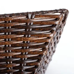 Artificial Wicker Tray Rectangle L Dark Brown (43x34x10cmH)