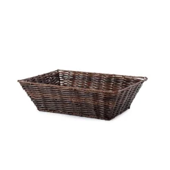 Artificial Wicker Tray Rectangle S Dark Brown (33x24x10cmH)