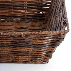 Artificial Wicker Tray Rectangle M Dark Brown (37x28x10cmH)